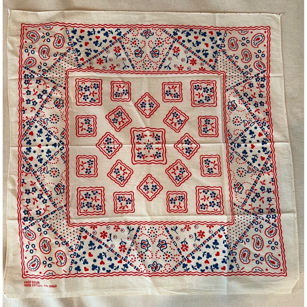 Wamcraft Fast Color Bandana Cookie Pattern Vintage RN 13960 100% Cotton